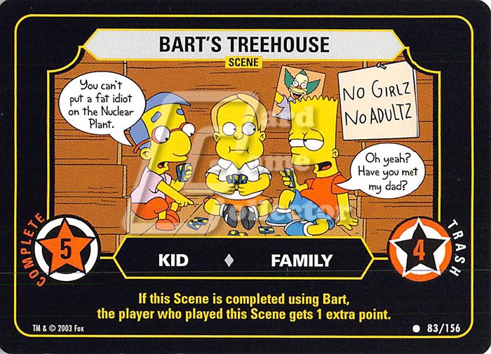 Bart's Treehouse The Simpsons Trading Card Game