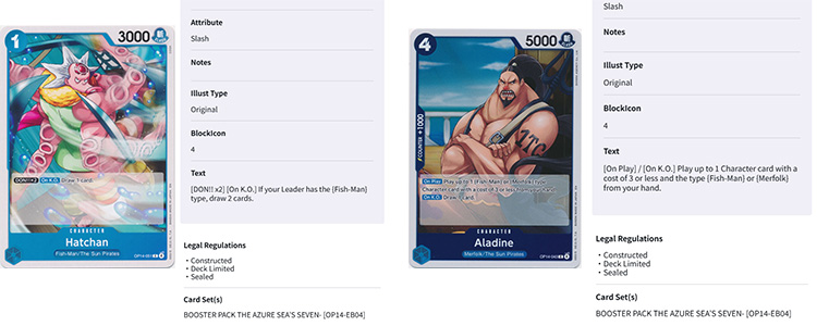 One Piece OP14 Cards not matching BTCG+ Database